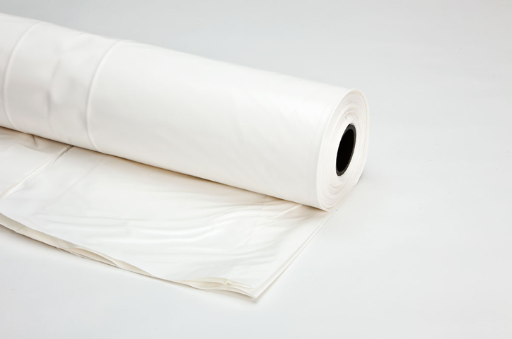 PE folie krimp wit 0,12 gevouwen 50m x 6m